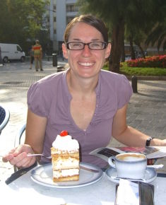 Nikki at a cafe in San Sebastian, Spain